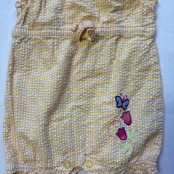 Vintage Seersucker Flower + Butterfly Romper 6-9 months - Picture 2 of 6